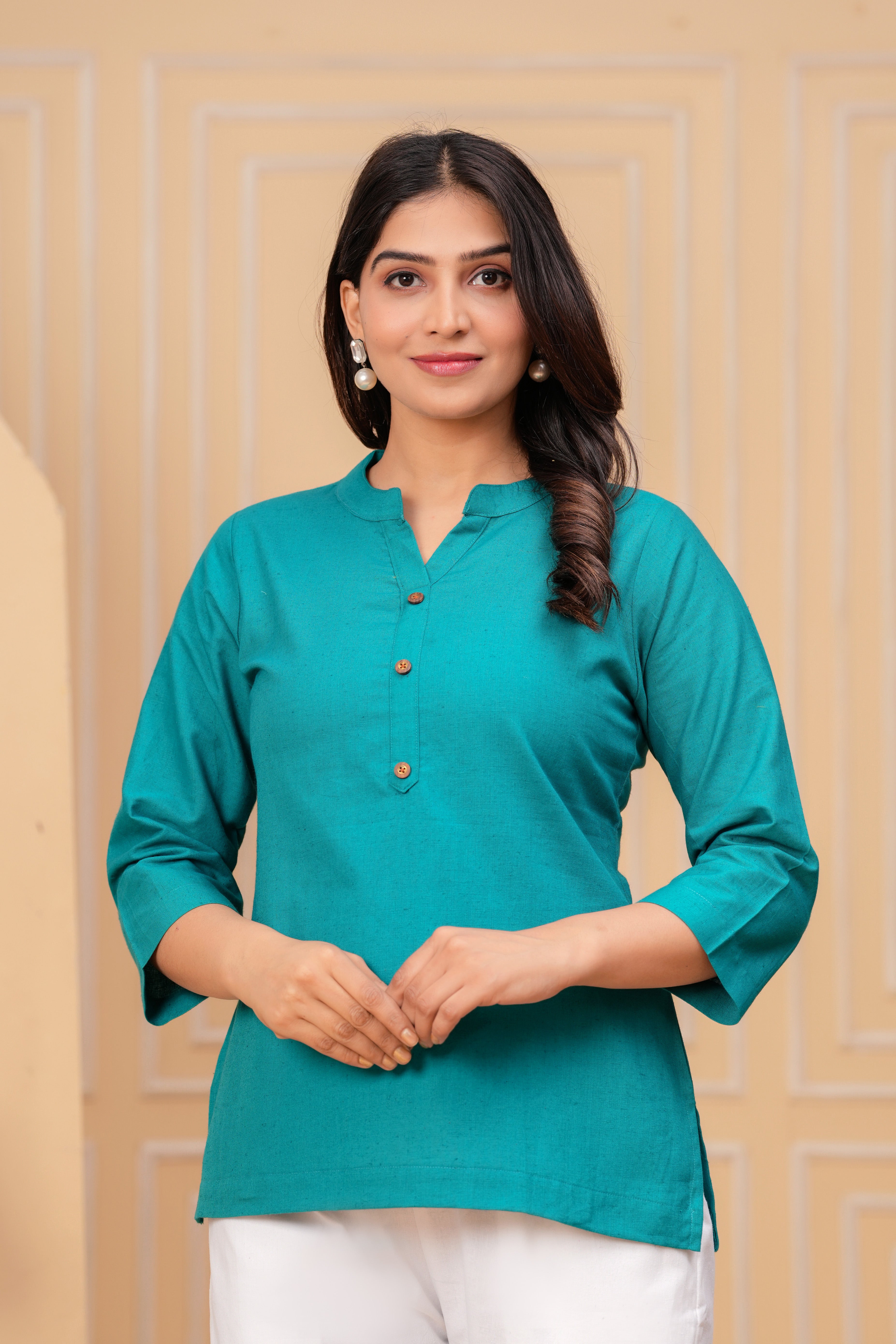 Linen Solid Short Kurta